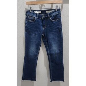 Pilcro and the Letterpress Womens Distressed Dark Wash Script Skinny Jeans Sz 25